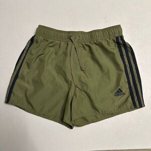 Adidas Olive Green 3-Stripes Athletic Shorts Size Small Men’s Swim Running